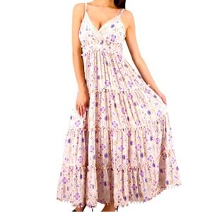 Advance Apparels Purple and Cream Maxi Dress